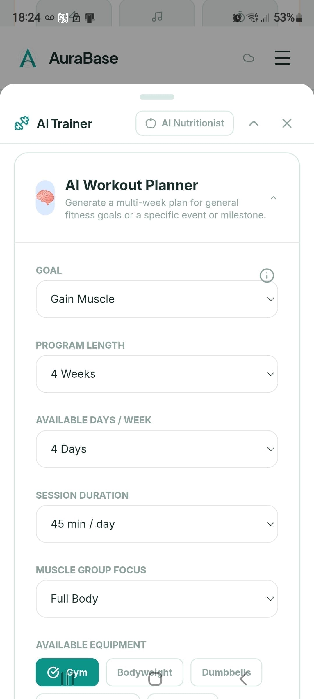 Comprehensive custom workout template list and builder
